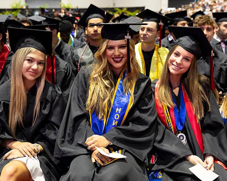 Graduates at commencement